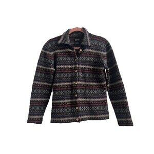 Vintage SKYR Nordic Fair Isle Lambswool Sweater Cardigan Button Down Long Sleeve